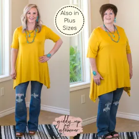 Whenever This Happens Solid Handkerchief Tunic Top in Mustard Yellow