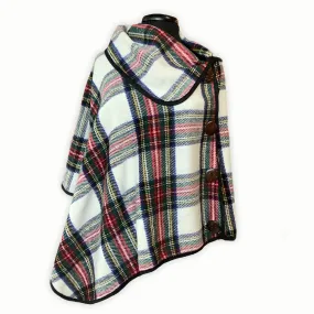 White Plaid Poncho