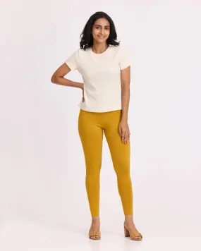 Women Cotton Ankle Legging - Mustard