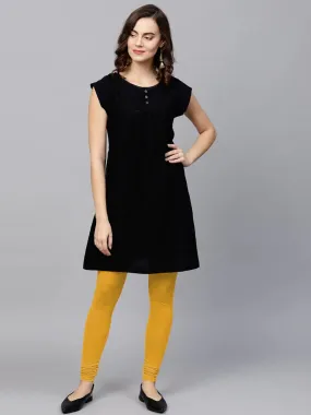 Women Mustard Solid Full Length Legging