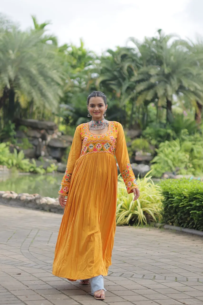 Yellow Designer Printed Kurti